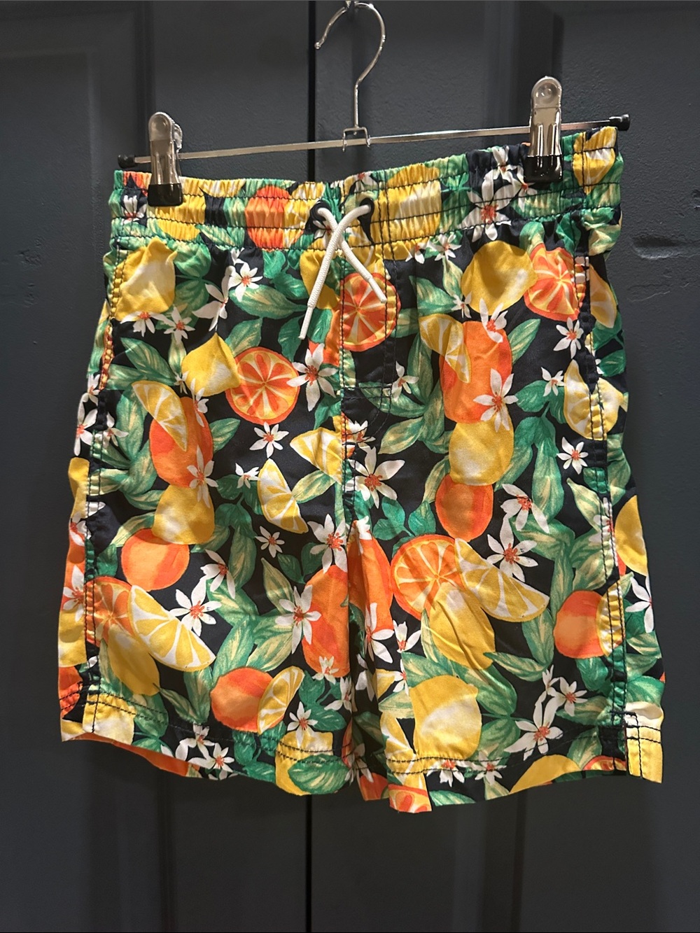 Old Navy Boys Citrus Swim Trunks in Black, Yellow, Orange & Green